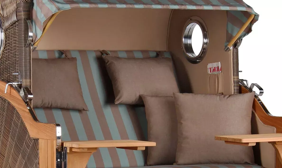 Strandkorb Amrum Grande Teak PE Grey Dessin 520 4 Strandkorb Amrum Grande Teak PE Grey Dessin 520 – Bild 2