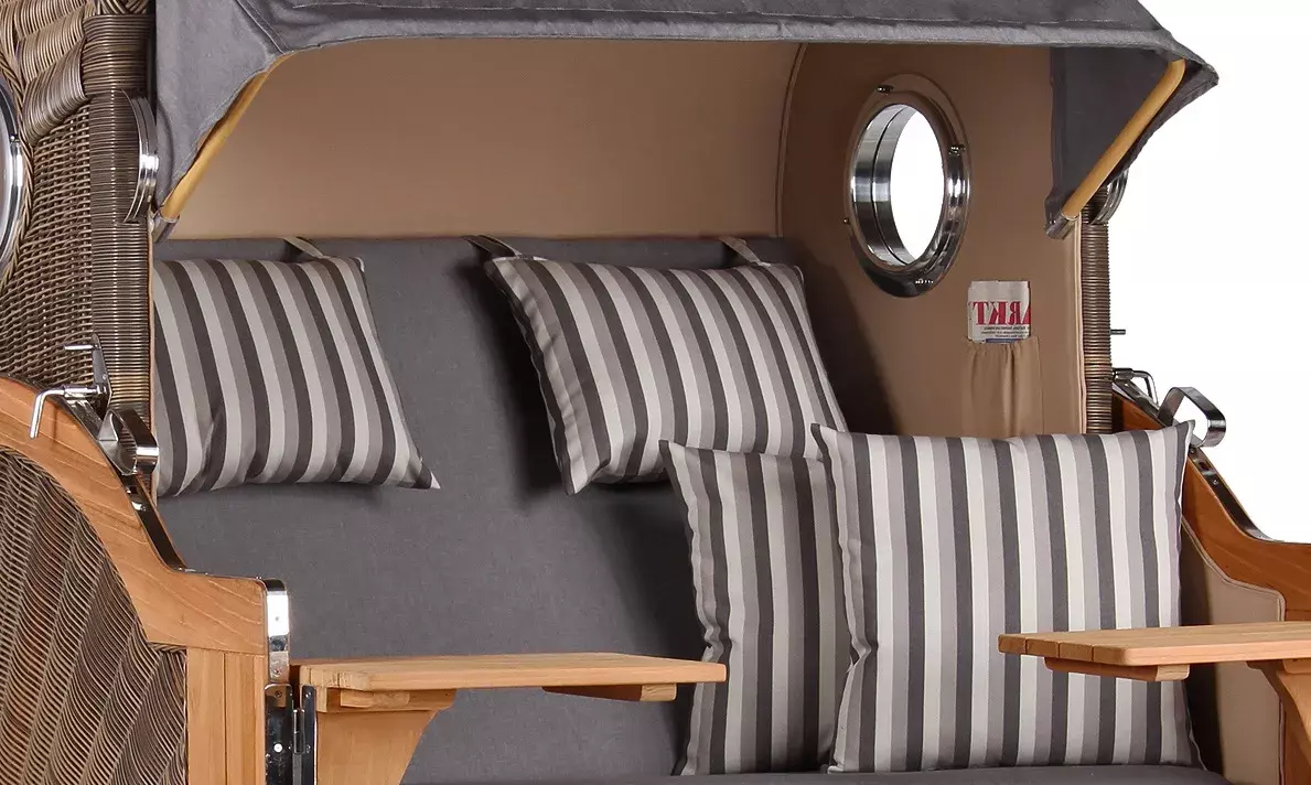 Strandkorb Amrum Grande Teak PE Grey Dessin 544 4 Strandkorb Amrum Grande Teak PE Grey Dessin 544 – Bild 2