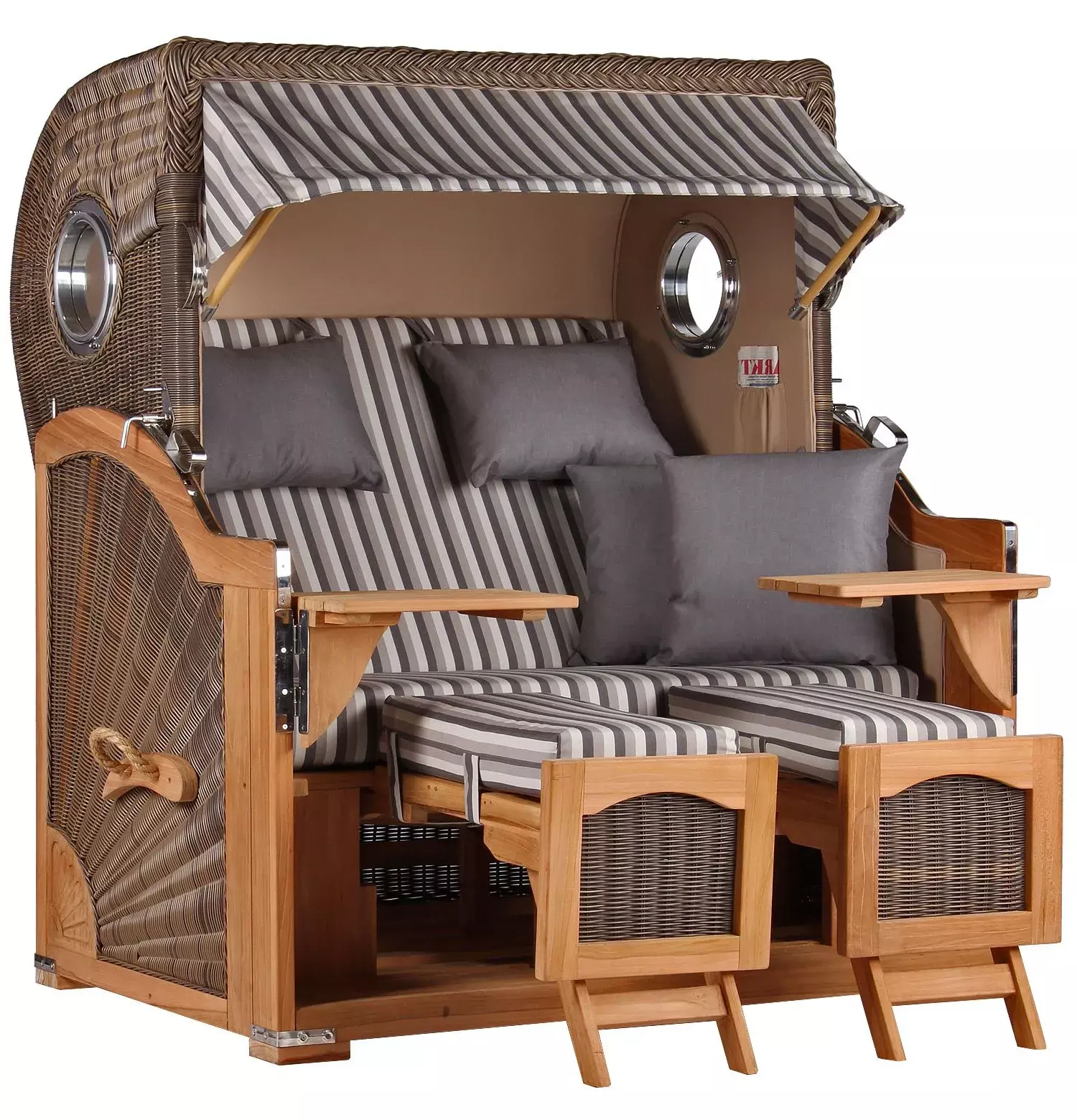 Strandkorb Amrum Grande Teak PE Grey Dessin 545 3 Strandkorb Amrum Grande Teak PE Grey Dessin 545