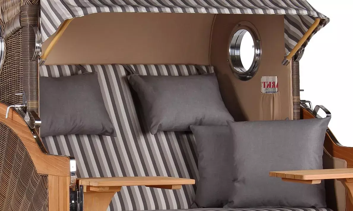 Strandkorb Amrum Grande Teak PE Grey Dessin 545 4 Strandkorb Amrum Grande Teak PE Grey Dessin 545 – Bild 2