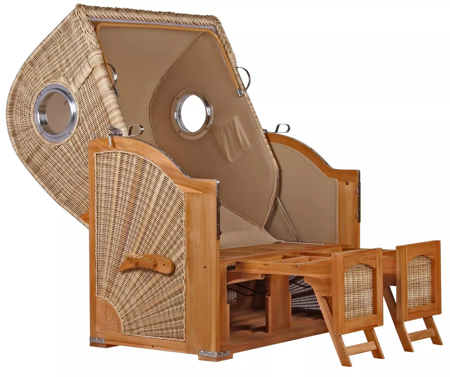 Strandkorb Amrum Teak PE Shell Dessin 500 12 Strandkorb Amrum Teak PE Shell Dessin 500 – Bild 10