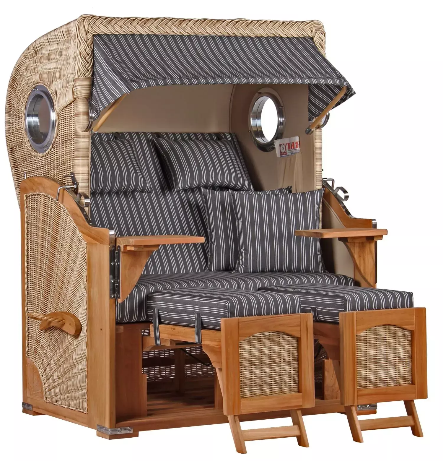 Strandkorb Amrum Teak PE Shell Dessin 500 3 Strandkorb Amrum Teak PE Shell Dessin 500