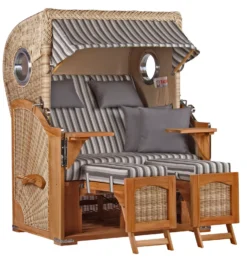 Strandkorb Amrum Teak PE Shell Dessin 545