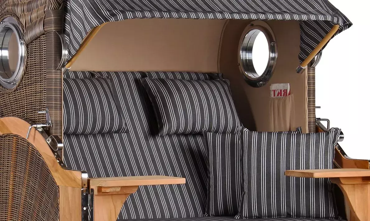 Strandkorb Amrum Teak PE Grey Dessin 500 4 Strandkorb Amrum Teak PE Grey Dessin 500 – Bild 2