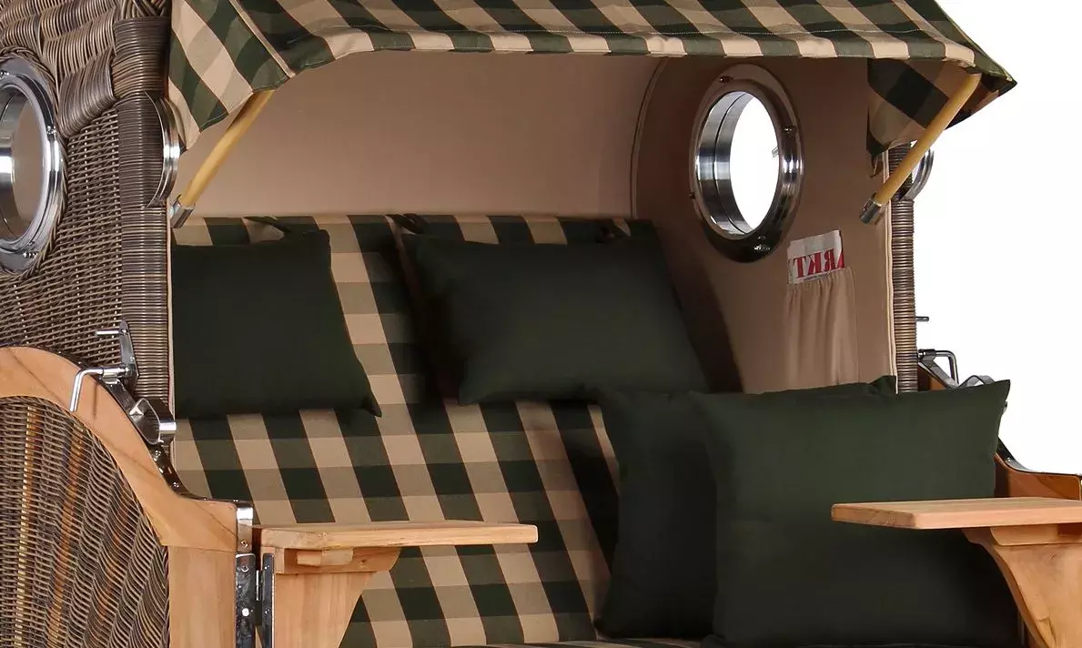 Strandkorb Amrum Teak PE Grey Dessin 506-KOMPLETTSET 5 Strandkorb Amrum Teak PE Grey Dessin 506-KOMPLETTSET – Bild 3