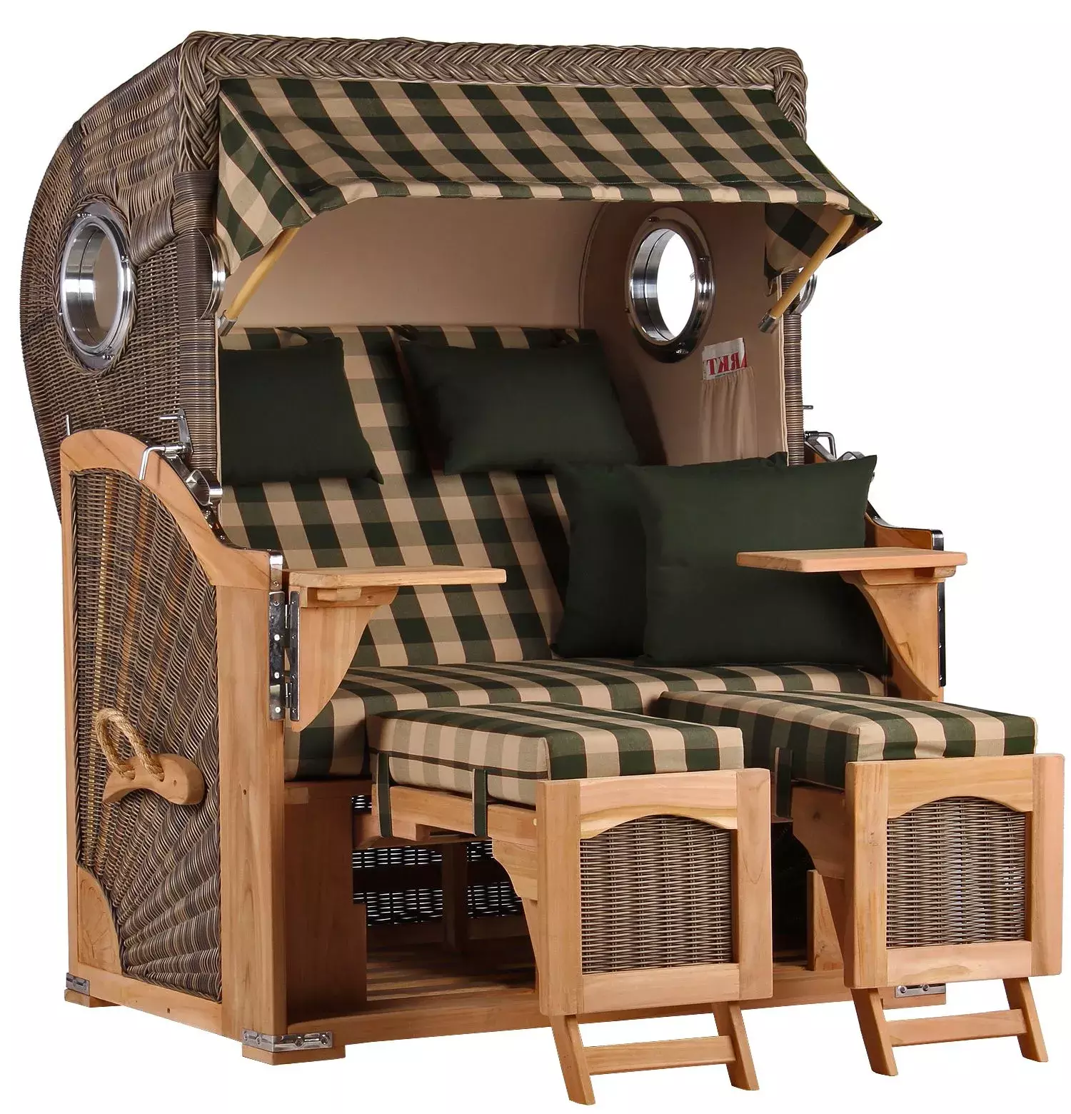 Strandkorb Amrum Teak PE Grey Dessin 506-KOMPLETTSET 4 Strandkorb Amrum Teak PE Grey Dessin 506-KOMPLETTSET – Bild 2