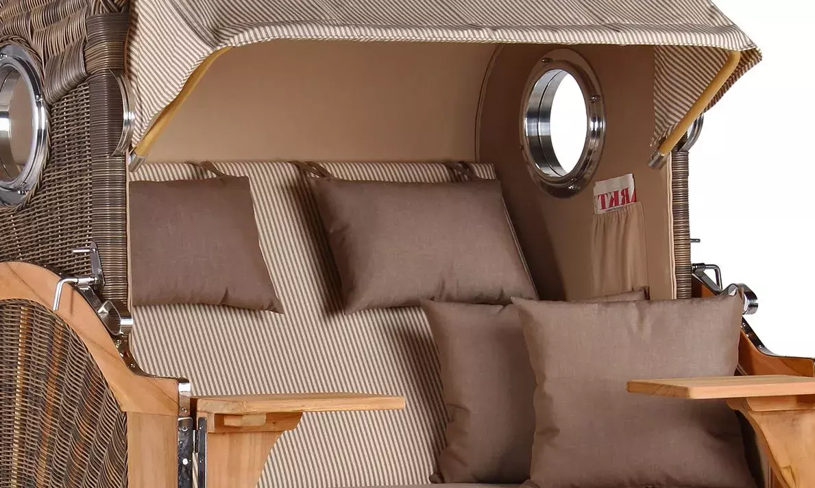 Strandkorb Amrum Teak PE Grey Dessin 510 4 Strandkorb Amrum Teak PE Grey Dessin 510 – Bild 2