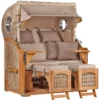 Strandkorb Amrum Teak PE Shell Dessin 510 -Schemel Shop strandkorb amrum teak shell 510 mp01410