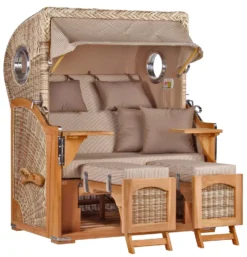 Strandkorb Amrum Teak PE Shell Dessin 510