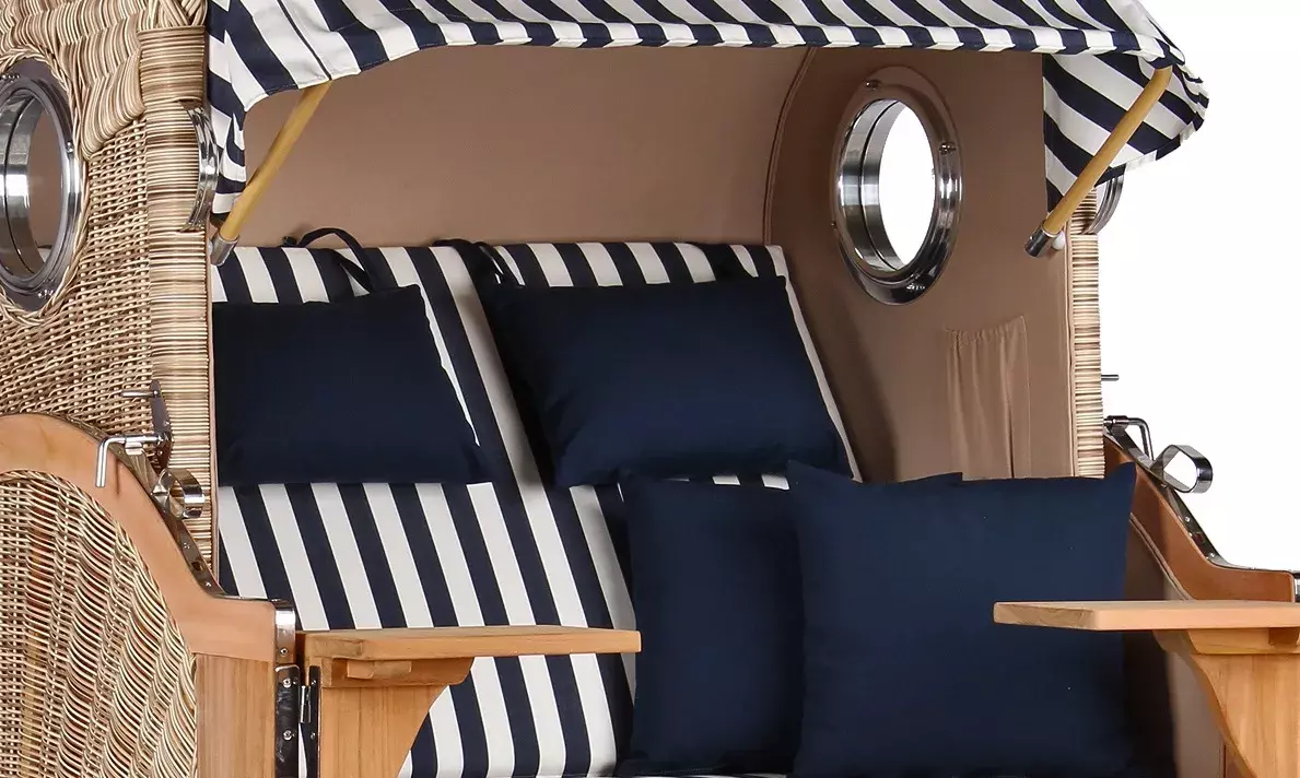 Strandkorb Amrum Teak PE Shell Dessin 518 4 Strandkorb Amrum Teak PE Shell Dessin 518 – Bild 2