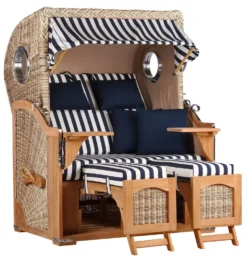 Strandkorb Amrum Teak PE Shell Dessin 518