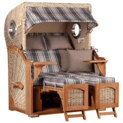 Strandkorb Amrum Teak PE Shell Dessin 522