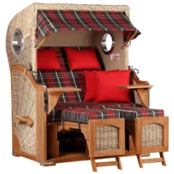 Strandkorb Amrum Teak PE Shell Dessin 529