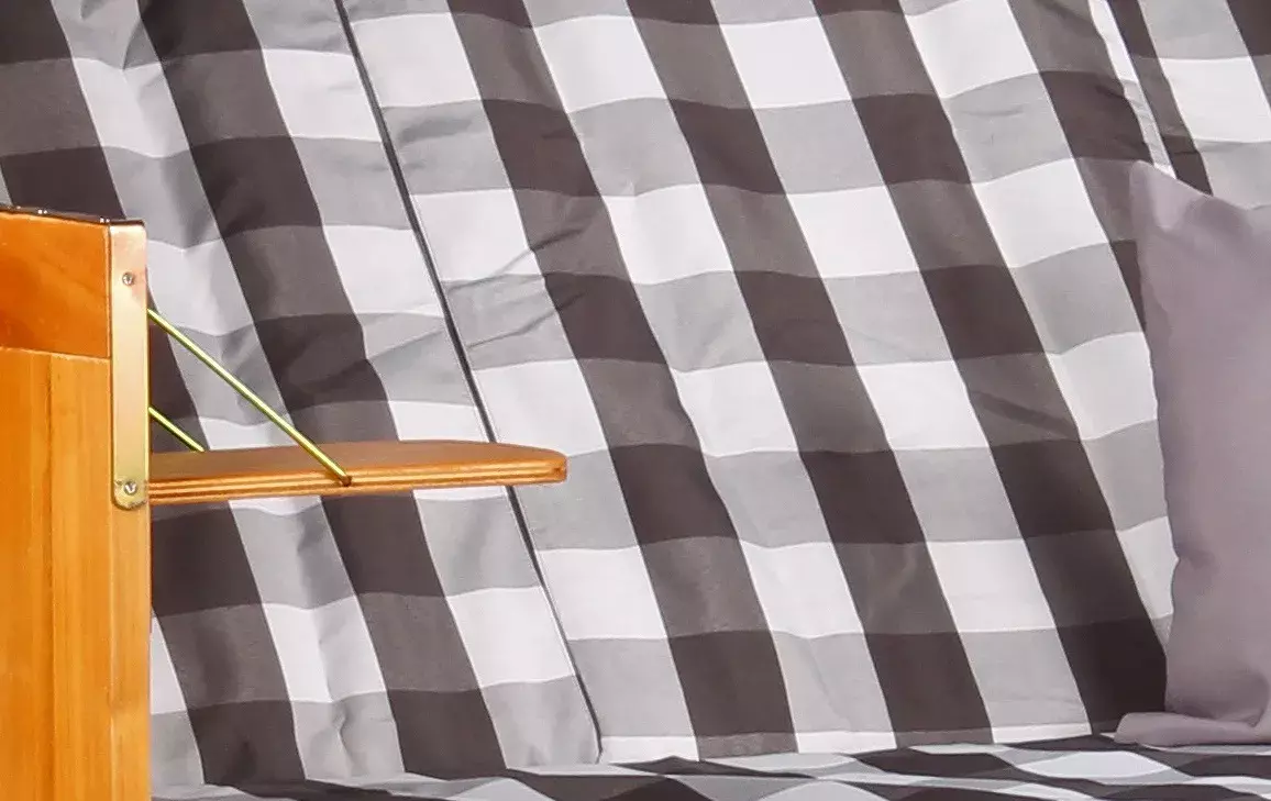 Strandkorb Baltic Dreisitzer PE Schwarz Dessin Grau Kariert 4 Strandkorb Baltic Dreisitzer PE Schwarz Dessin Grau Kariert – Bild 3