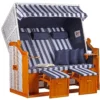 Strandkorb Baltic Dreisitzer PE Weiß Dessin Blau Weiß -Schemel Shop strandkorb baltic dreisitzer weiss blau md02333