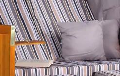 Strandkorb Baltic PE Schwarz Dessin Oliv Grau -Schemel Shop strandkorb baltic natur schwarz oliv grau gestreift sc00427 1