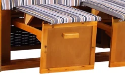 Strandkorb Baltic PE Schwarz Dessin Oliv Grau -Schemel Shop strandkorb baltic natur schwarz oliv grau gestreift sc00427 3