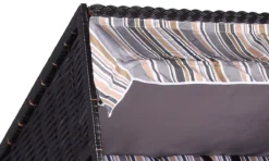 Strandkorb Baltic PE Schwarz Dessin Oliv Grau -Schemel Shop strandkorb baltic natur schwarz oliv grau gestreift sc00427 4