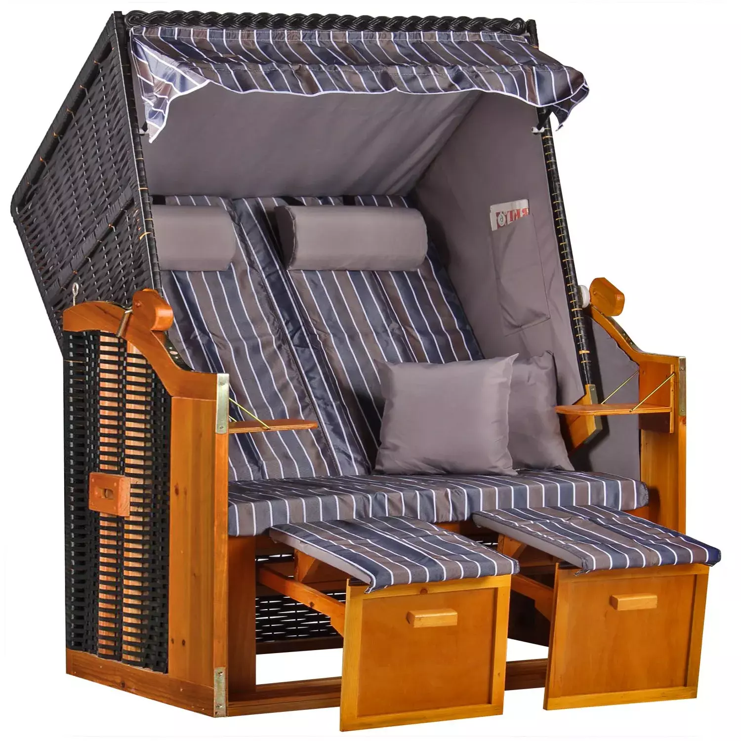 Strandkorb Baltic PE Schwarz Dessin Anthrazit Braun 3 Strandkorb Baltic PE Schwarz Dessin Anthrazit Braun