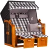 Strandkorb Baltic PE Schwarz Dessin Grau Kariert 2 Strandkorb Baltic PE Schwarz Dessin Grau Kariert -Schemel Shop strandkorb baltic pe schwarz karo grau 02300