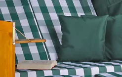 Strandkorb Baltic PE Weiß Dessin Karo Grün -Schemel Shop strandkorb baltic weiss dessin karo gruen sc00452 1