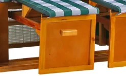 Strandkorb Baltic PE Weiß Dessin Karo Grün -Schemel Shop strandkorb baltic weiss dessin karo gruen sc00452 3