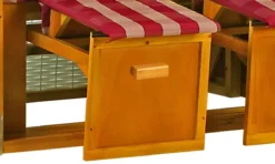 Strandkorb Baltic PE Weiß Dessin Karo Rot -Schemel Shop strandkorb baltic weiss dessin karo rot sc00457 3