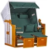 Strandkorb Baltic PE Weiß Dessin Uni Grün -Schemel Shop strandkorb baltic weiss dessin uni gruen sc00450