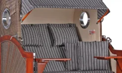 Strandkorb Norderney Mahagoni Bullauge PE Grey Dessin 500-KOMPLETTSET -Schemel Shop strandkorb norderney mahagoni bullauge grey dessin500 gw01500 36ta1kiztad3um