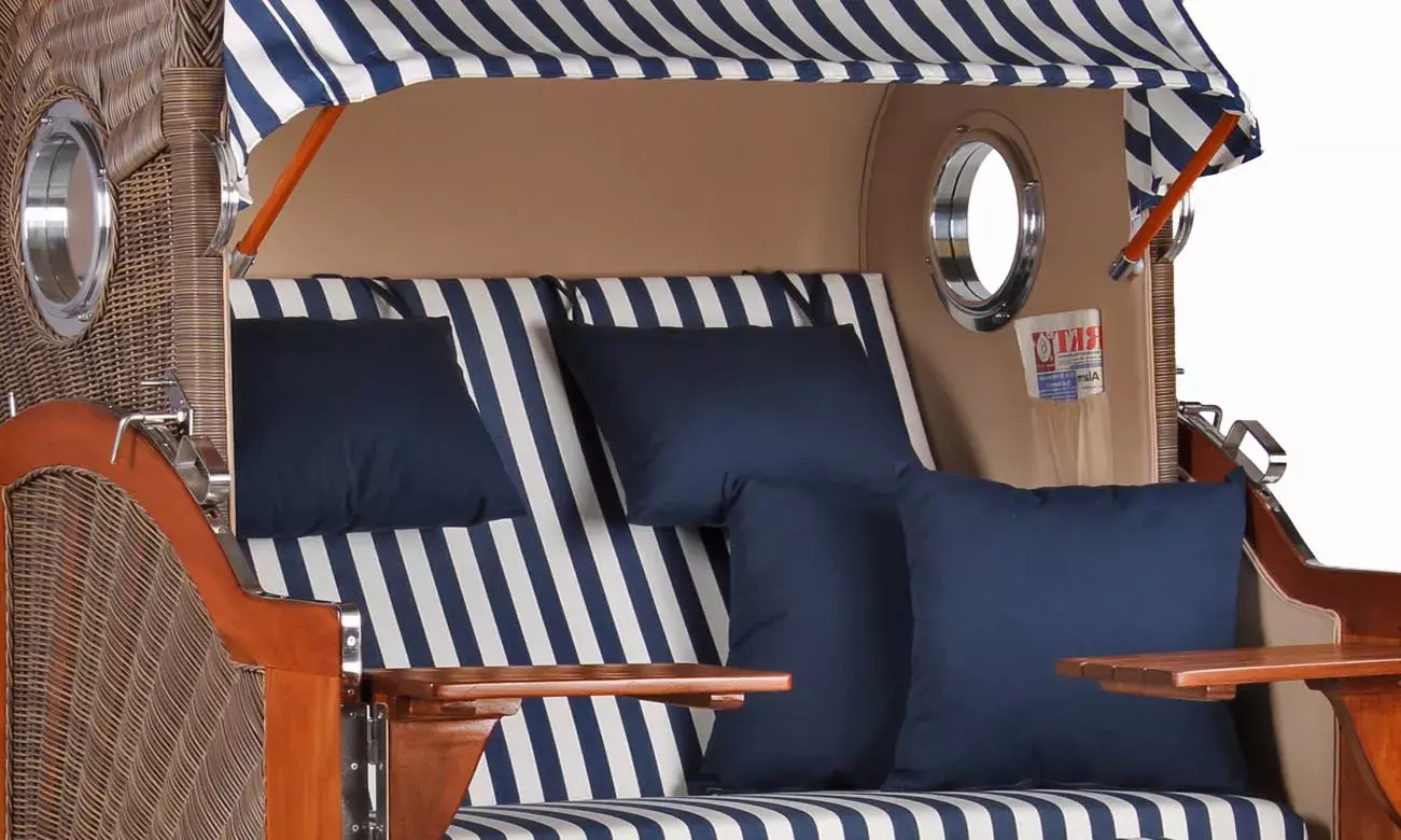 Strandkorb Norderney Mahagoni Bullauge PE Grey Dessin 518 4 Strandkorb Norderney Mahagoni Bullauge PE Grey Dessin 518 – Bild 2
