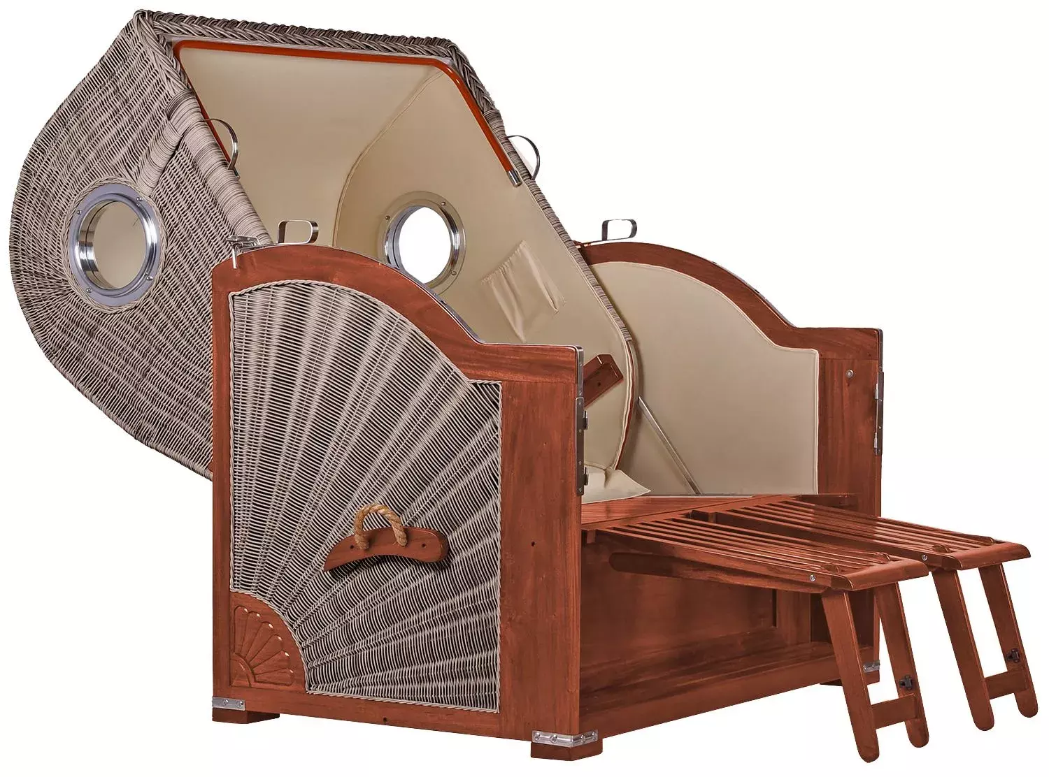 Strandkorb Norderney Mahagoni Bullauge PE Grey Dessin 545 11 Strandkorb Norderney Mahagoni Bullauge PE Grey Dessin 545 – Bild 9