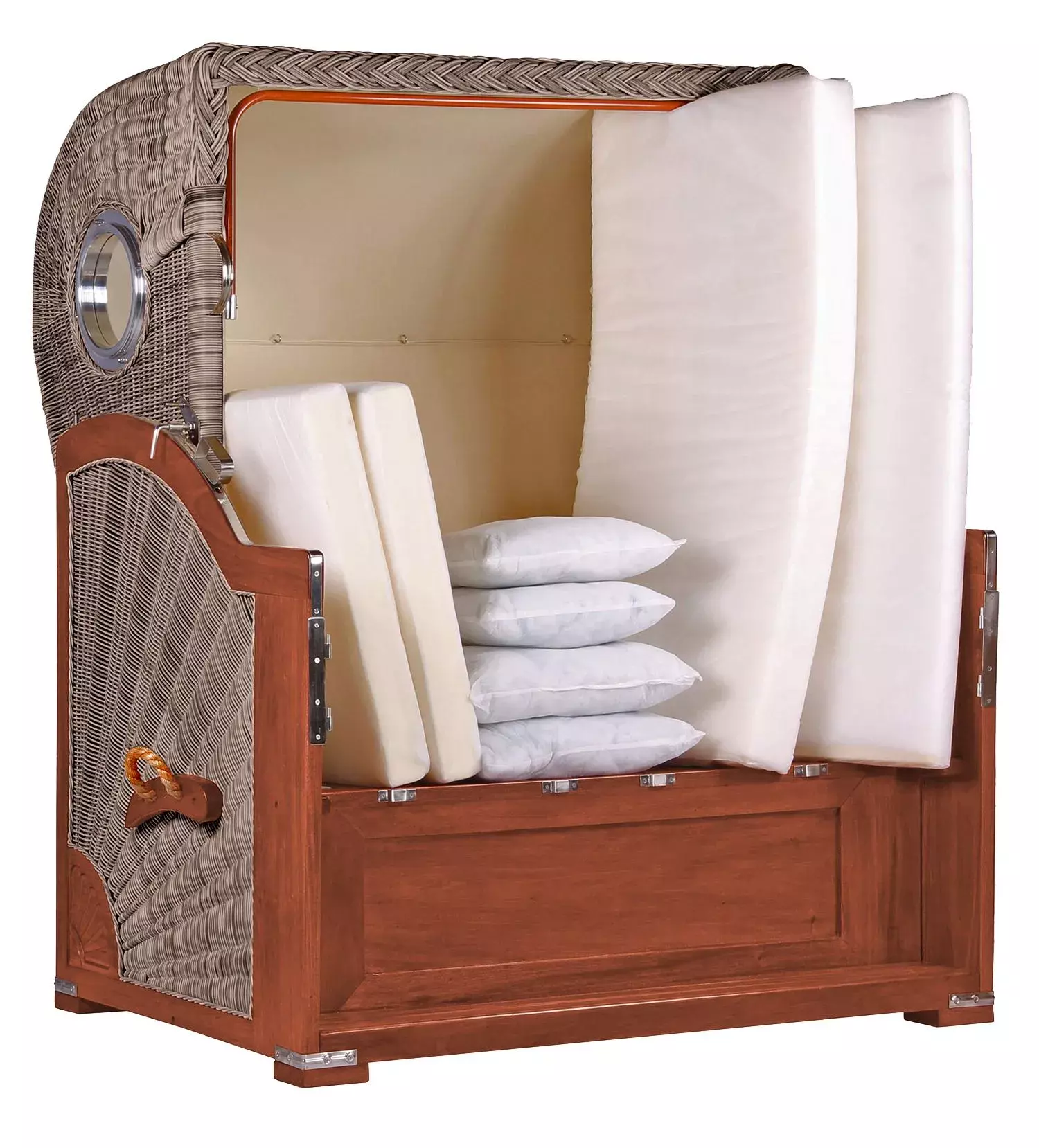 Strandkorb Norderney Mahagoni Bullauge PE Grey Dessin 545 9 Strandkorb Norderney Mahagoni Bullauge PE Grey Dessin 545 – Bild 7