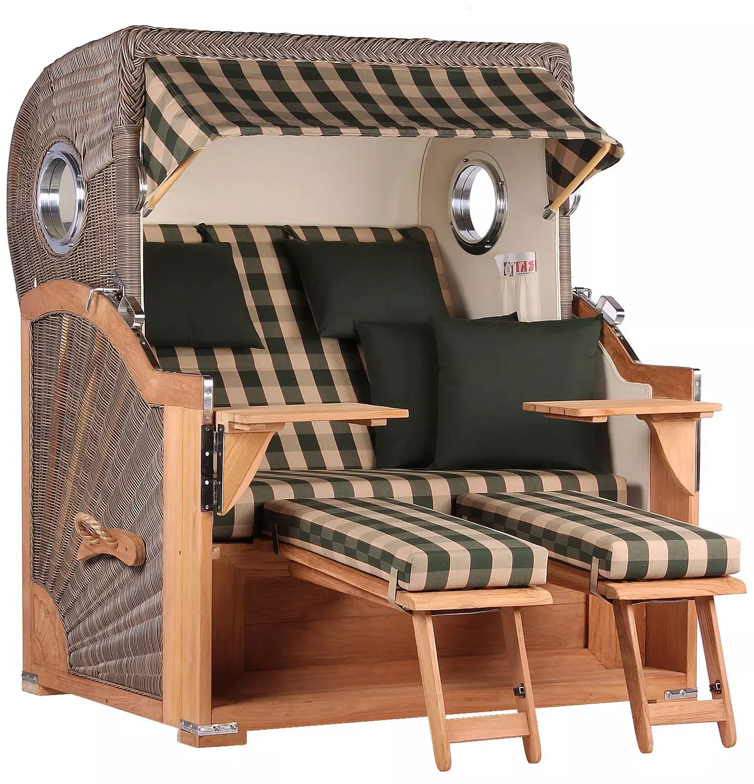 Strandkorb Norderney Teak Bullauge PE Grey Dessin 506 3 Strandkorb Norderney Teak Bullauge PE Grey Dessin 506