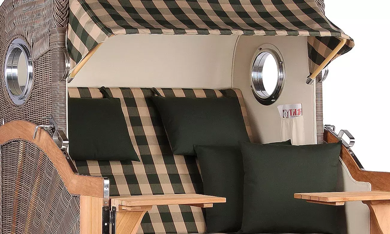 Strandkorb Norderney Teak Bullauge PE Grey Dessin 506 4 Strandkorb Norderney Teak Bullauge PE Grey Dessin 506 – Bild 2