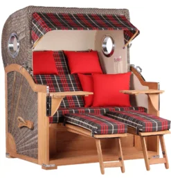 Strandkorb Norderney Teak Bullauge PE Grey Dessin 529