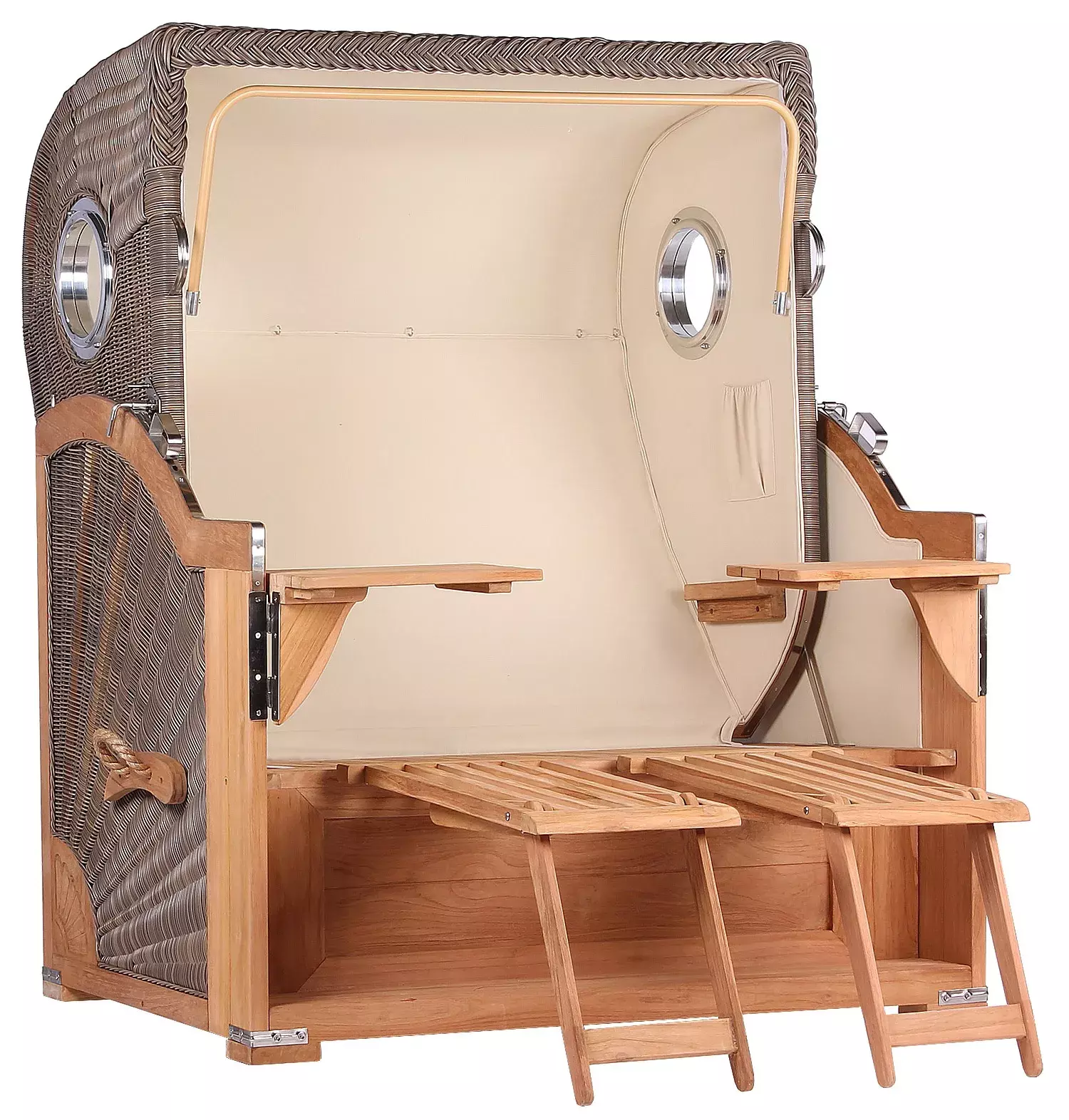 Strandkorb Norderney Teak Bullauge PE Grey Dessin 534 9 Strandkorb Norderney Teak Bullauge PE Grey Dessin 534 – Bild 7