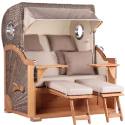 Strandkorb Norderney Teak Bullauge PE Grey Dessin 510