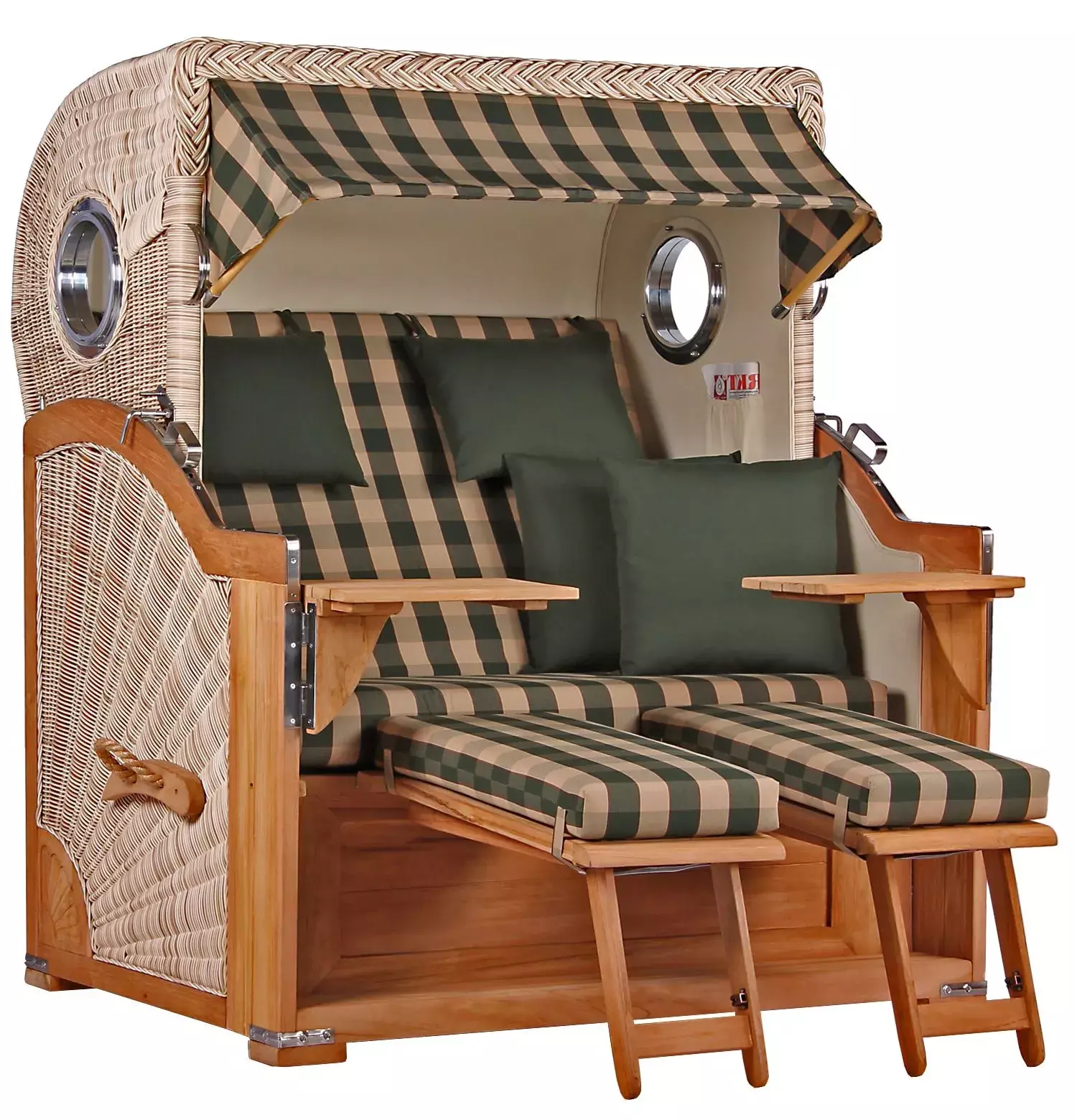 Strandkorb Norderney Teak Bullauge PE Shell Dessin 506 3 Strandkorb Norderney Teak Bullauge PE Shell Dessin 506