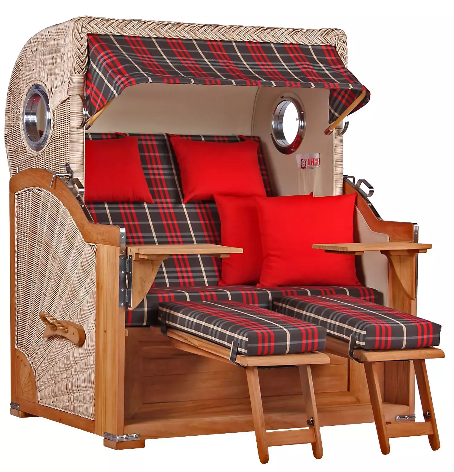 Strandkorb Norderney Teak Bullauge PE Shell Dessin 529 3 Strandkorb Norderney Teak Bullauge PE Shell Dessin 529