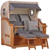 Strandkorb Norderney Teak Bullauge PE Shell Dessin 544
