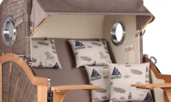 Strandkorb Norderney Teak Bullauge PE Grey Dessin 540-KOMPLETTSET -Schemel Shop strandkorb norderney teak grey 540 mp01719 3