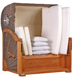 Strandkorb Norderney Teak Bullauge PE Grey Dessin 540 -Schemel Shop strandkorb norderney teak grey polstera8nrmdil4y2ef