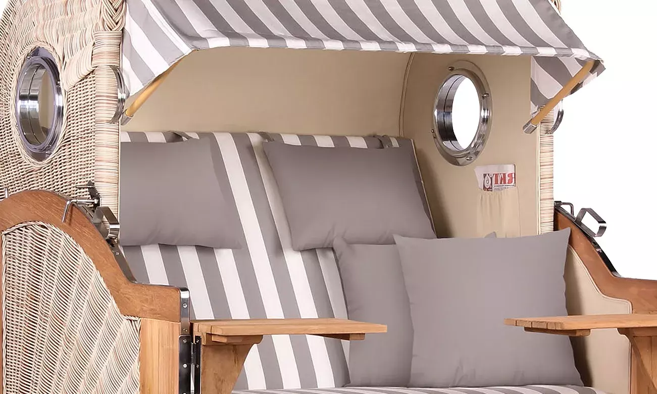 Strandkorb Norderney Teak Bullauge PE Shell Dessin 513 4 Strandkorb Norderney Teak Bullauge PE Shell Dessin 513 – Bild 2