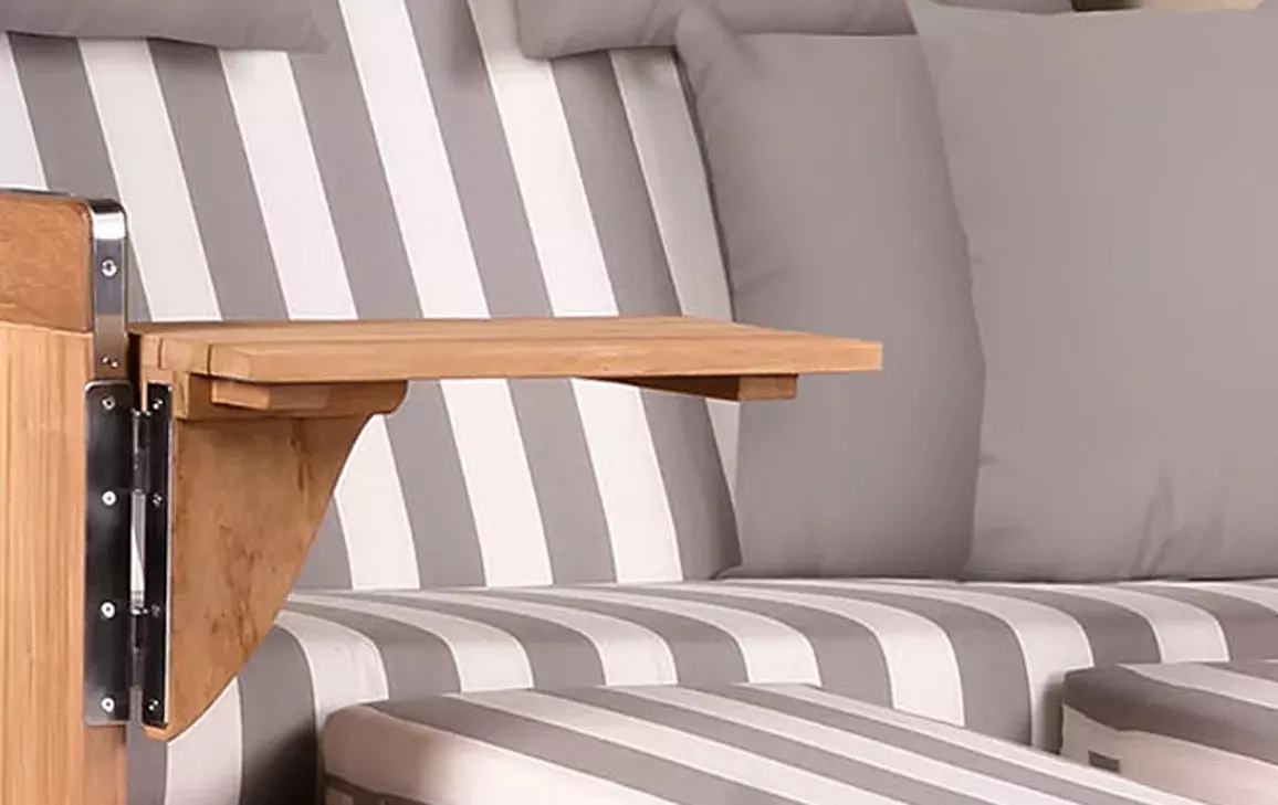 Strandkorb Norderney Teak Bullauge PE Shell Dessin 513 5 Strandkorb Norderney Teak Bullauge PE Shell Dessin 513 – Bild 3