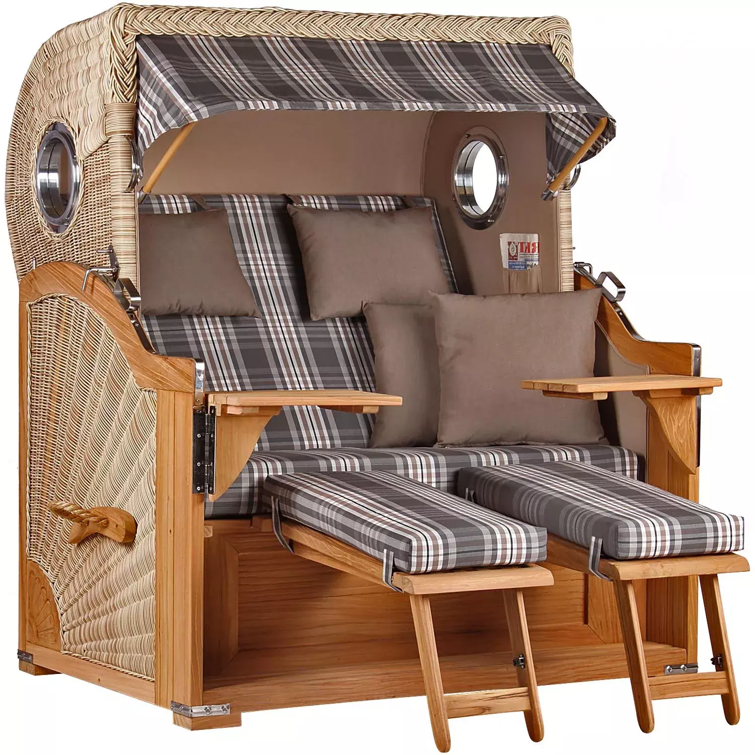 Strandkorb Norderney Teak Bullauge PE Shell Dessin 522-KOMPLETTSET 4 Strandkorb Norderney Teak Bullauge PE Shell Dessin 522-KOMPLETTSET – Bild 2