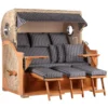 Strandkorb Norderney XXL Teak Bullauge PE Shell Dessin 500