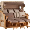 Strandkorb Norderney XXL Teak Bullauge PE Shell Dessin 534