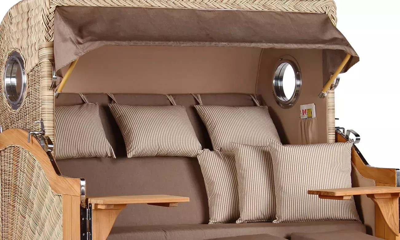 Strandkorb Norderney XXL Teak Bullauge PE Shell Dessin 534 4 Strandkorb Norderney XXL Teak Bullauge PE Shell Dessin 534 – Bild 2