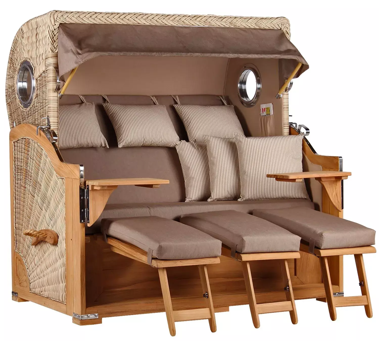 Strandkorb Norderney XXL Teak Bullauge PE Shell Dessin 534 3 Strandkorb Norderney XXL Teak Bullauge PE Shell Dessin 534