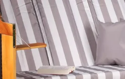 Strandkorb Baltic Dreisitzer PE Schwarz Dessin Grau Weiss -Schemel Shop strandkorb ostsee dreisitzer pe schwarz grau weiss 00778 1